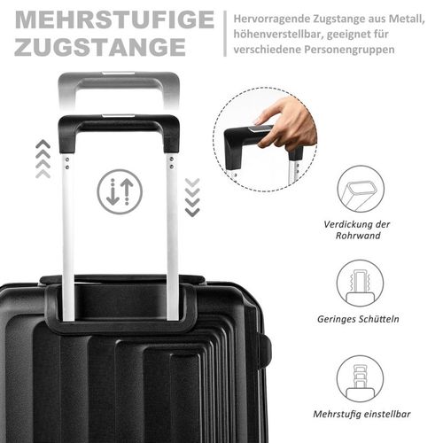 Set 3 Valises 36-67-98 Litres Abs Avec 4 Roulettes Noir  Rllts18747-blk