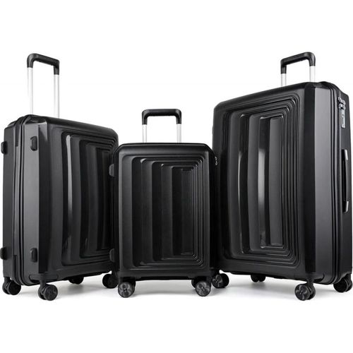 Set 3 Valises 36-67-98 Litres Abs Avec 4 Roulettes Noir  Rllts18747-blk