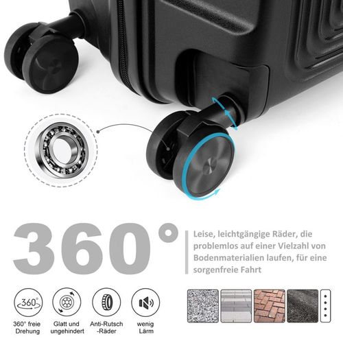 Set 3 Valises 36-67-98 Litres Abs Avec 4 Roulettes Noir  Rllts18747-blk