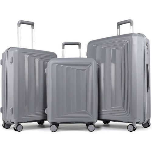 Set 3 Valises 36-67-98 Litres Abs Avec 4 Roulettes Argenté  Rllts18747-sil