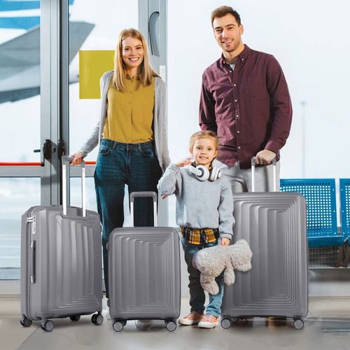 Set 3 Valises 36-67-98 Litres Abs Avec 4 Roulettes Argenté  Rllts18747-sil