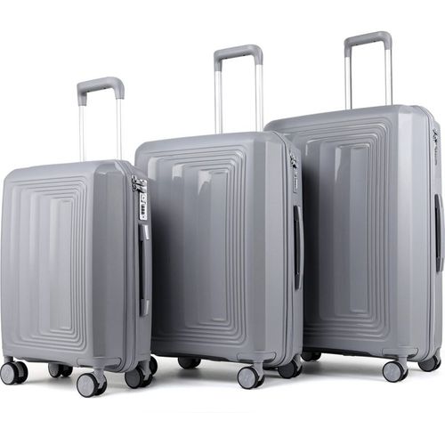 Set 3 Valises 36-67-98 Litres Abs Avec 4 Roulettes Argenté  Rllts18747-sil