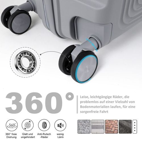 Set 3 Valises 36-67-98 Litres Abs Avec 4 Roulettes Argenté  Rllts18747-sil