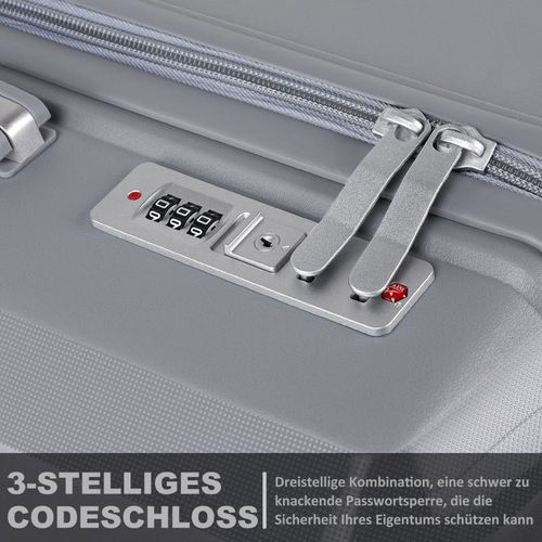 Set 3 Valises 36-67-98 Litres Abs Avec 4 Roulettes Argenté  Rllts18747-sil
