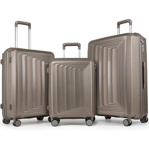 Set 3 Valises 36-67-98 Litres Abs Avec 4 Roulettes Champagne  Rllts18747-champ