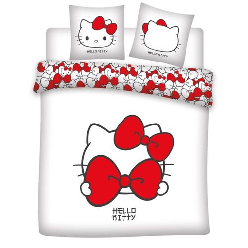 Parure De Lit Double 240x220 Cm Hello Kitty Rose Blanche