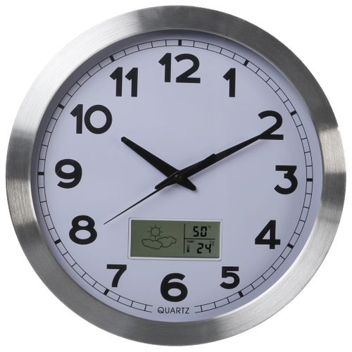 Horloge Murale 35 Cm Blanc Et Argenté