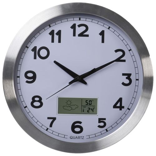 Horloge Murale 35 Cm Blanc Et Argenté