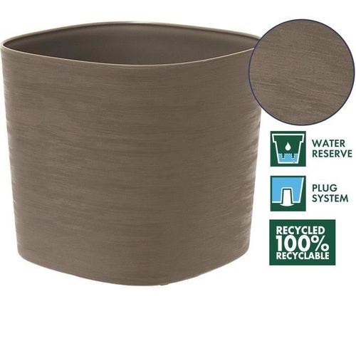 Pot Avec Réserve D'eau - Garden Id Respect - Taupe - 20x20 Cm - Surface Structurée