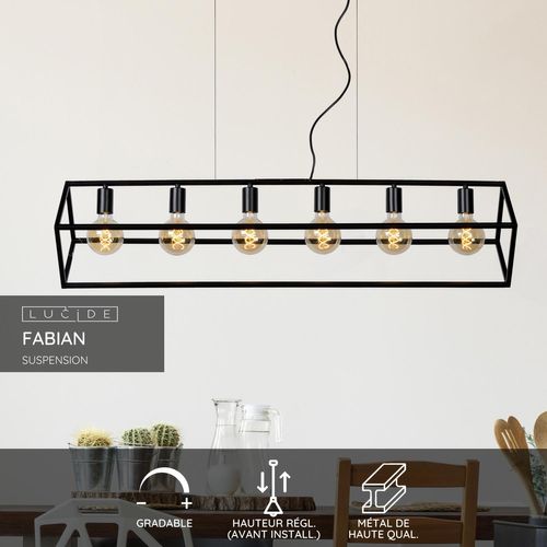 Fabian Suspension - Noir - 6xe27