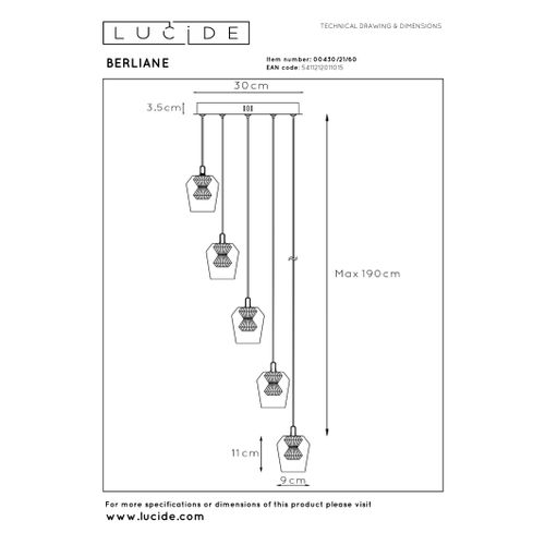 Berliane Suspension - Transparent - LED Intégré