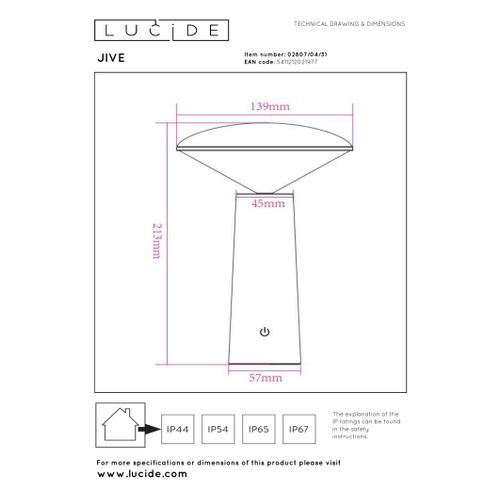 Jive Lampe De Table - Blanc - LED Intégré