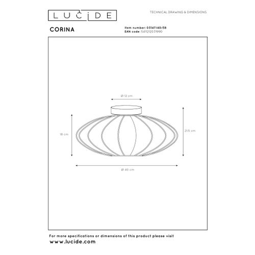 Corina Plafonnier - Crème - 1xe27
