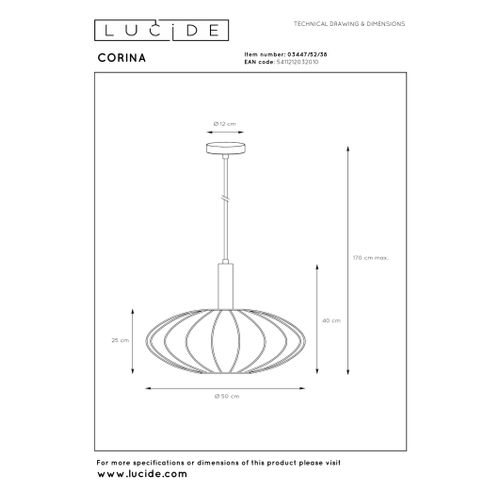 Corina Suspension - Crème - 1xe27