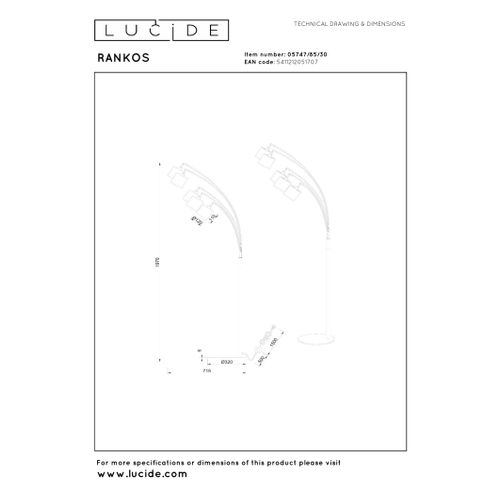 Rankos Lampadaire - Noir - 5xe14