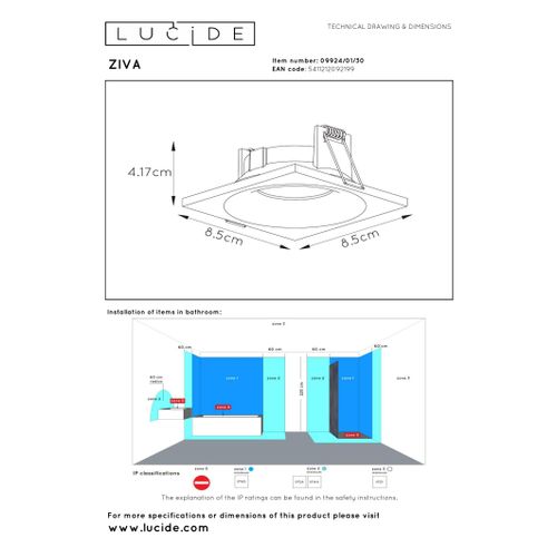 Ziva Spot Encastrable - Noir - 1xgu10
