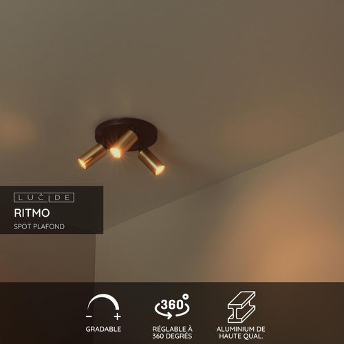 Ritmo Spot Plafond - Or Mat / Laiton - 3xgu10 (mr11)
