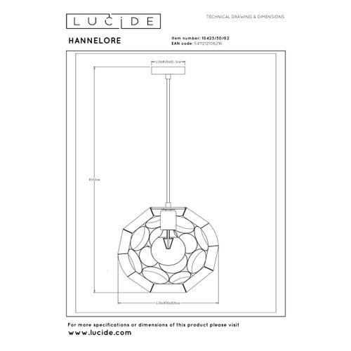 Hannelore Suspension - Or Mat / Laiton - 1xe27
