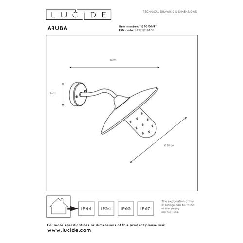 Aruba Applique Murale - Rouille - 1xe27