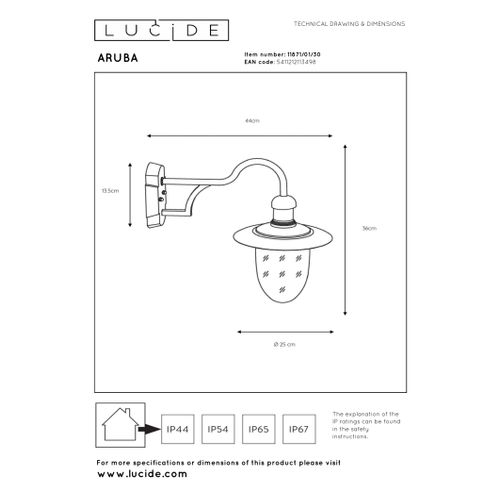 Aruba Applique Murale - Noir - 1xe27