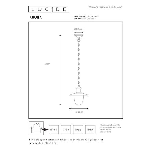 Aruba Suspension - Noir - 1xe27