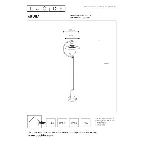 Aruba Lanterne / Lampadaire Exterieur - Rouille - 1xe27