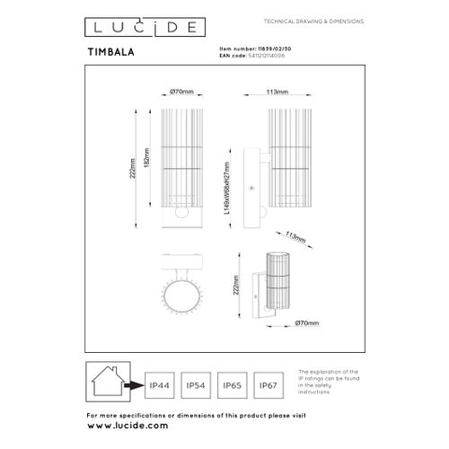 Timbala Spot Mural - Noir - 2xgu10