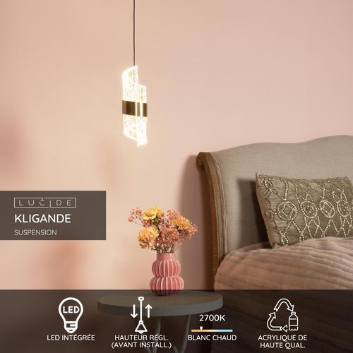 Kligande Suspension - Or Mat / Laiton - LED Intégré