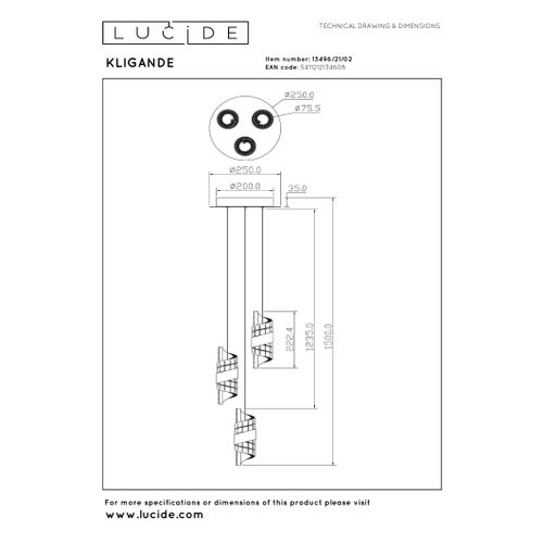 Kligande Suspension - Or Mat / Laiton - LED Intégré