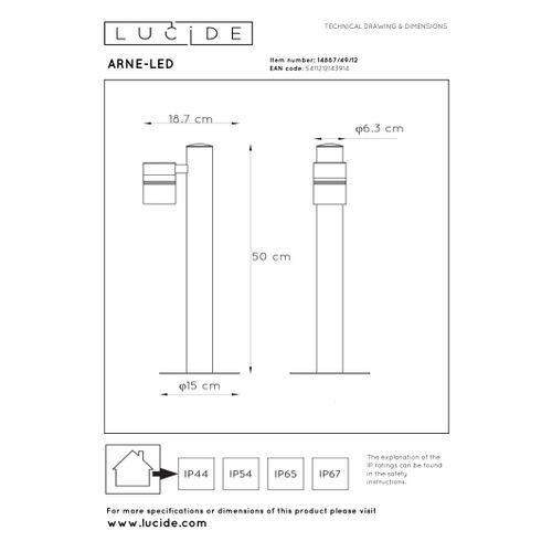 Arne-led Borne Extérieur - Chrome Dépoli - 1xgu10