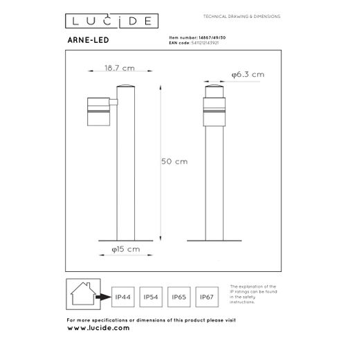 Arne-led Borne Extérieur - Noir - 1xgu10