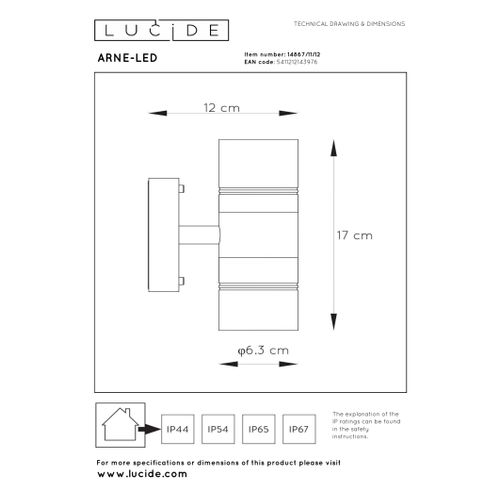Arne-led Applique Murale - Chrome Dépoli - 2xgu10