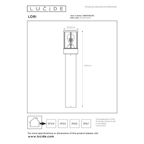 Lori Borne Extérieur - Anthracite - 1xe27