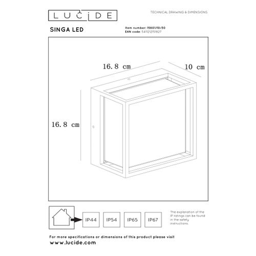 Singa LED Applique Murale - Noir - LED Intégré