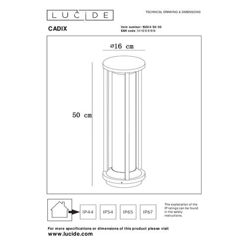 Cadix Borne Extérieur - Noir - 1xe27