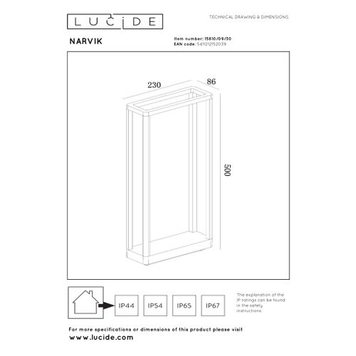 Narvik Borne Extérieur - Noir - LED Intégré