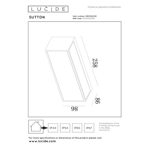 Sutton Applique Murale - Noir - LED Intégré