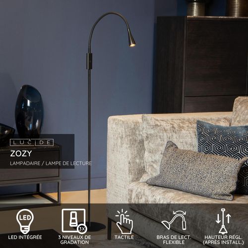 Zozy Lampadaire / Lampe De Lecture - Noir - LED Intégré