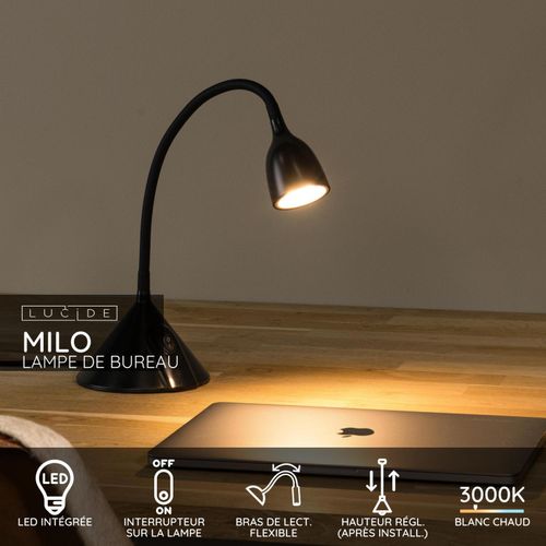 Milo Lampe De Bureau - Noir - LED Intégré