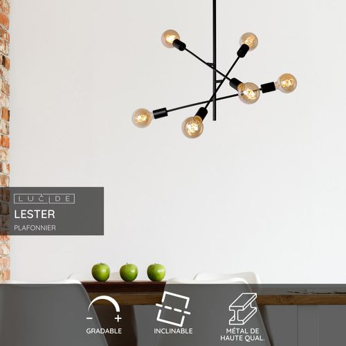 Lester Plafonnier - Noir - 6xe27