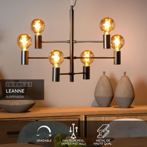 Leanne Suspension - Noir - 6xe27