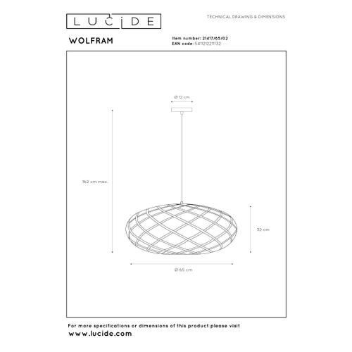 Wolfram Suspension - Or Mat / Laiton - 1xe27