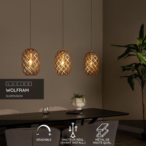 Wolfram Suspension - Or Mat / Laiton - 3xe27