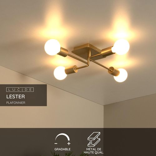 Lester Plafonnier - Or Mat / Laiton - 4xe27