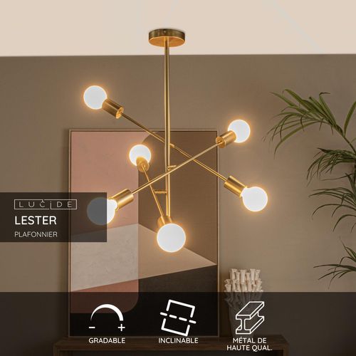 Lester Plafonnier - Or Mat / Laiton - 6xe27