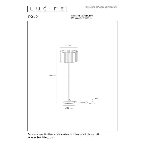 Fold Lampadaire - Blanc - 1xe27