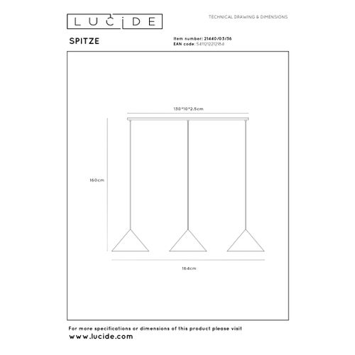 Spitze Suspension - Gris - 3xe27