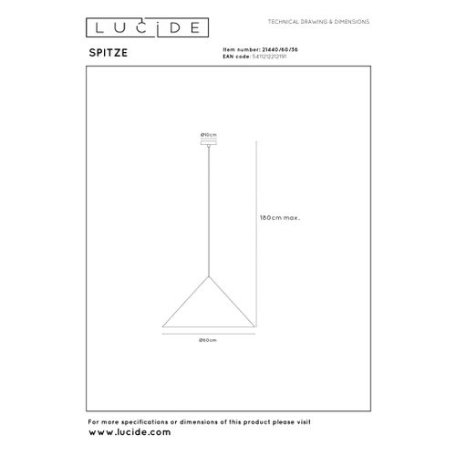 Spitze Suspension - Gris - 1xe27