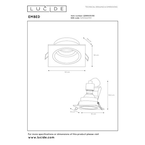 Embed Spot Encastrable - Noir - 1xgu10