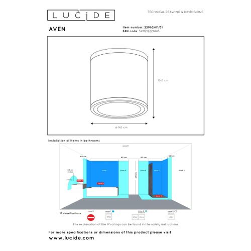 Aven Spot Plafond - Blanc - 1xgu10